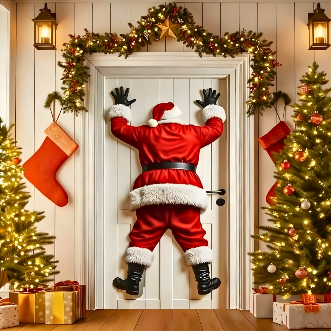 PèrePorté® - Autocollant 3D de Porte du Père Noël