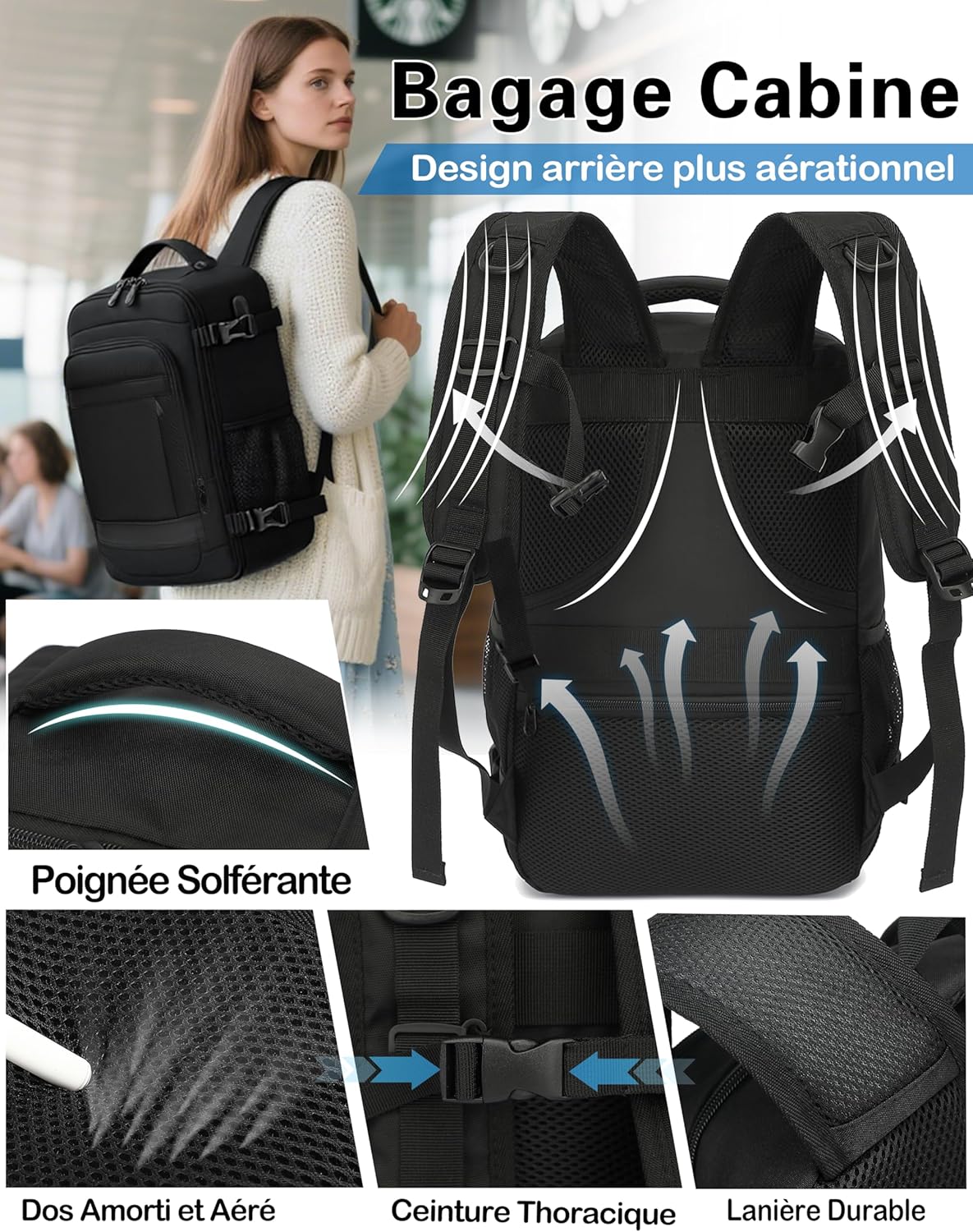 Vue 2 du sac à dos cabine